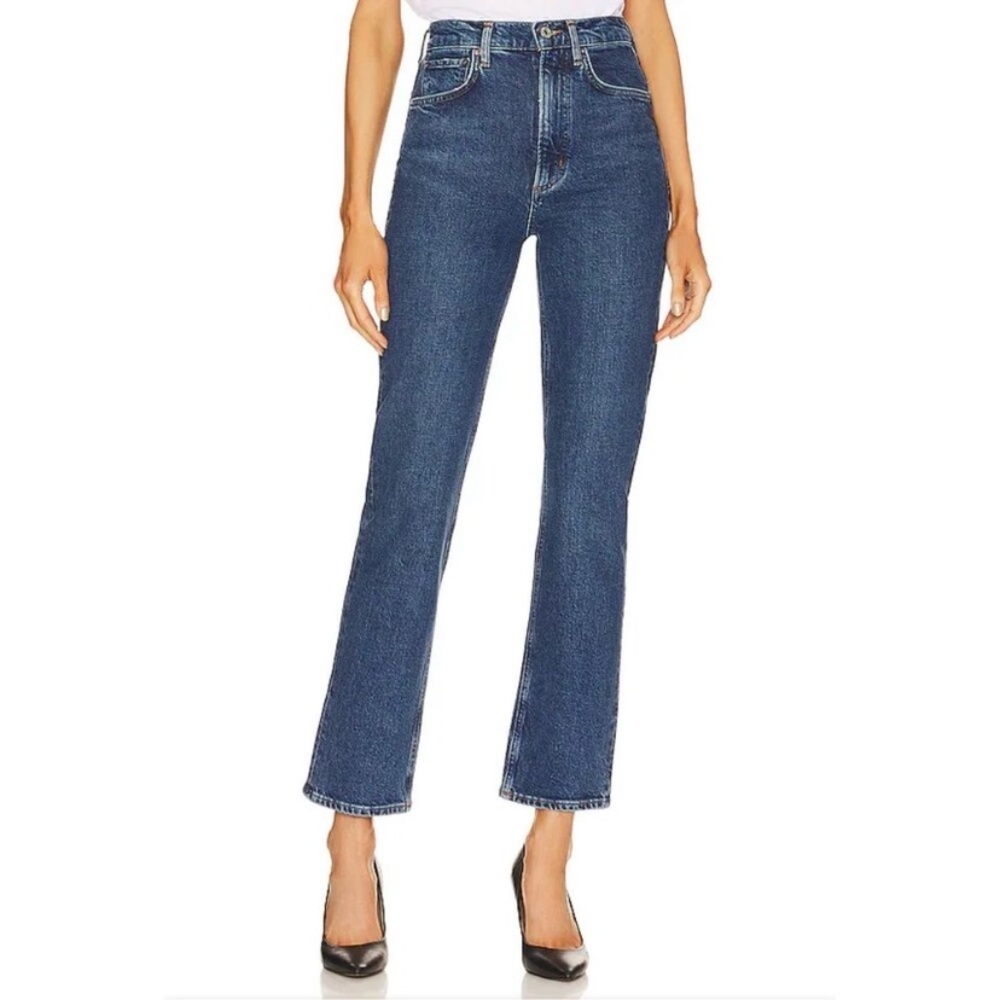 Agolde High Rise Stovepipe Straight Leg Denim Jeans in Aspire